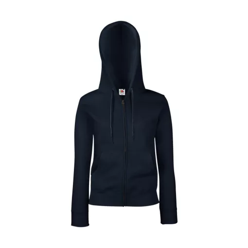Női Pulóver Kapucnis Hosszú ujjú Fruit of the Loom Premium Hooded Sweat Jacket Lady-Fit   Fehér