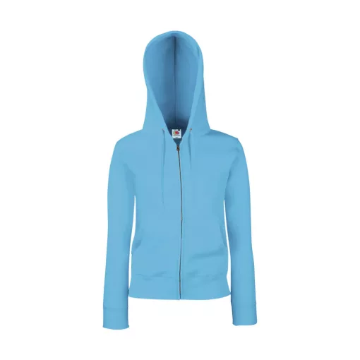 Női Pulóver Kapucnis Hosszú ujjú Fruit of the Loom Premium Hooded Sweat Jacket Lady-Fit   Fehér