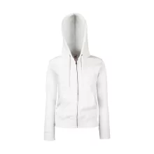 Női Pulóver Kapucnis Hosszú ujjú Fruit of the Loom Premium Hooded Sweat Jacket Lady-Fit   Fehér