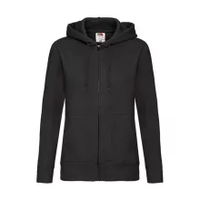 Női Pulóver Kapucnis Hosszú ujjú Fruit of the Loom Premium Hooded Sweat Jacket Lady-Fit   Feket