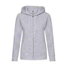 Női Pulóver Kapucnis Hosszú ujjú Fruit of the Loom Premium Hooded Sweat Jacket Lady-Fit   Heath