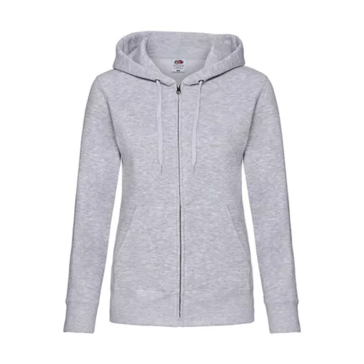Női Pulóver Kapucnis Hosszú ujjú Fruit of the Loom Premium Hooded Sweat Jacket Lady-Fit   Heath