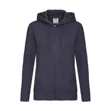 Női Pulóver Kapucnis Hosszú ujjú Fruit of the Loom Premium Hooded Sweat Jacket Lady-Fit   Mély