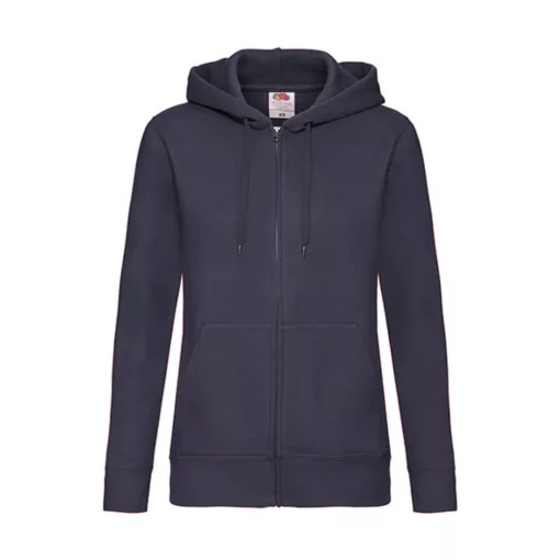 Női Pulóver Kapucnis Hosszú ujjú Fruit of the Loom Premium Hooded Sweat Jacket Lady-Fit   Mély