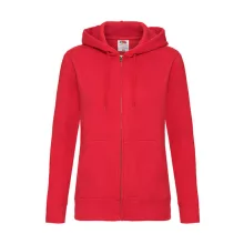 Női Pulóver Kapucnis Hosszú ujjú Fruit of the Loom Premium Hooded Sweat Jacket Lady-Fit   Piros