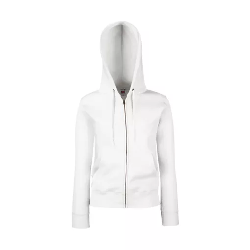 Női Pulóver Kapucnis Hosszú ujjú Fruit of the Loom Premium Hooded Sweat Jacket Lady-Fit   Piros