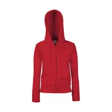 Női Pulóver Kapucnis Hosszú ujjú Fruit of the Loom Premium Hooded Sweat Jacket Lady-Fit   Piros
