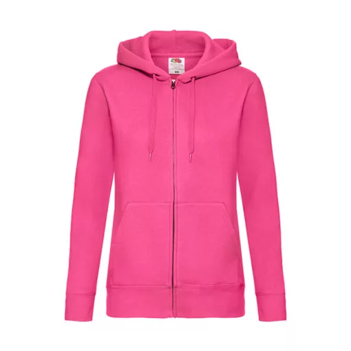 Női Pulóver Kapucnis Hosszú ujjú Fruit of the Loom Premium Hooded Sweat Jacket Lady-Fit   Fuchs