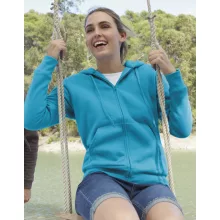 Női Pulóver Kapucnis Hosszú ujjú Fruit of the Loom Premium Hooded Sweat Jacket Lady-Fit   Fuchs