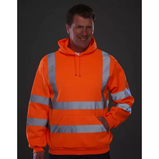Férfi kapucnis hosszú ujjú fényvisszaverő ruha munkaruha Yoko Fluo Hoodie XL, Fluo Sárga