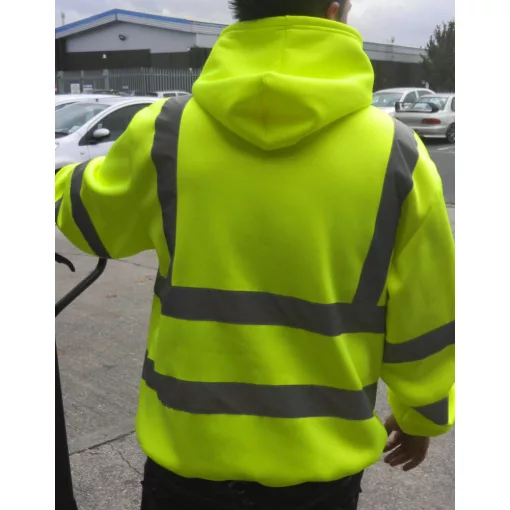 Férfi kapucnis hosszú ujjú fényvisszaverő ruha munkaruha Yoko Fluo Hoodie XL, Fluo Sárga