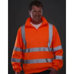 Uniszex hosszú ujjú polár munkaruha Yoko Fluo 1/4 Zip Sweat Shirt S, Fluo Narancs