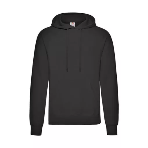 Férfi Pulóver Kapucnis Hosszú ujjú Fruit of the Loom Classisc Hooded Sweat   Fekete   urespolo.