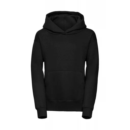 Gyerek kapucnis hosszú ujjú pulóver Russell Europe Kids' Hooded Sweat M (116/5-6), Fekete