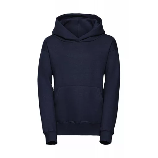 Gyerek kapucnis hosszú ujjú pulóver Russell Europe Kids' Hooded Sweat M (116/5-6), Sötétkék (na
