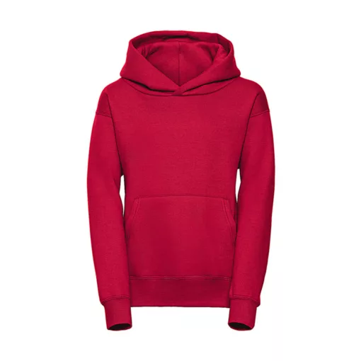 Gyerek kapucnis hosszú ujjú pulóver Russell Europe Kids' Hooded Sweat L (128/7-8), Piros