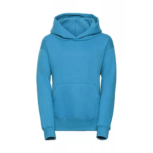 Gyerek kapucnis hosszú ujjú pulóver Russell Europe Kids' Hooded Sweat M (116/5-6), Türkizkék