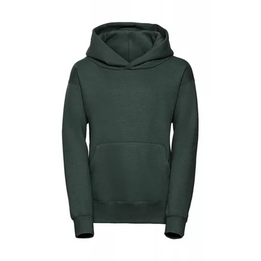 Gyerek kapucnis hosszú ujjú pulóver Russell Europe Kids' Hooded Sweat M (116/5-6), Sötétzöld