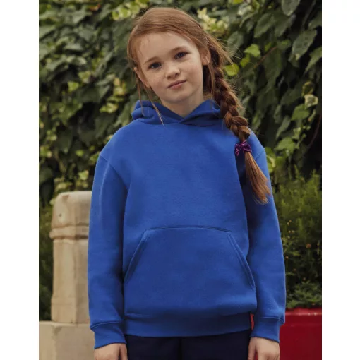 Gyerek Pulóver Kapucnis Hosszú ujjú Fruit of the Loom Premium Hooded Sweat Kids   Fehér   uresp