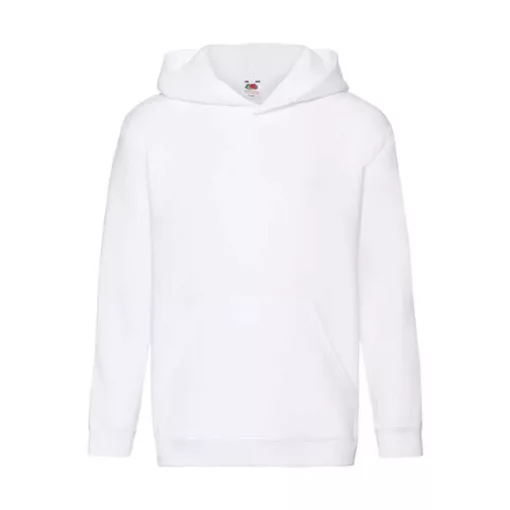 Gyerek Pulóver Kapucnis Hosszú ujjú Fruit of the Loom Premium Hooded Sweat Kids   Fehér   uresp