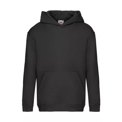 Gyerek Pulóver Kapucnis Hosszú ujjú Fruit of the Loom Premium Hooded Sweat Kids   Fekete   ures