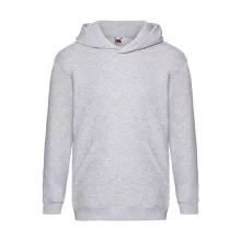 Gyerek Pulóver Kapucnis Hosszú ujjú Fruit of the Loom Premium Hooded Sweat Kids   Heather szürk