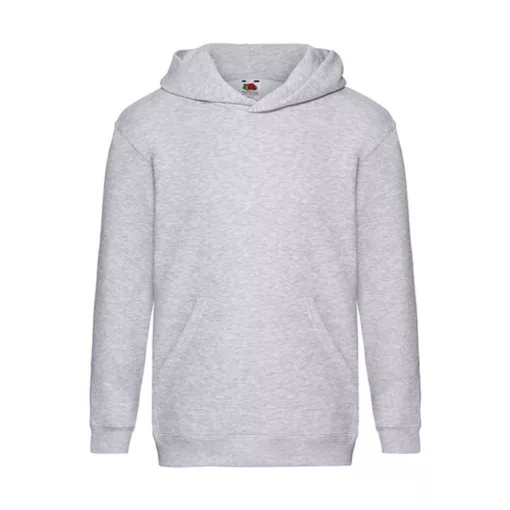 Gyerek Pulóver Kapucnis Hosszú ujjú Fruit of the Loom Premium Hooded Sweat Kids   Heather szürk