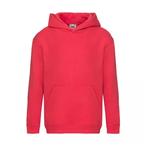 Gyerek Pulóver Kapucnis Hosszú ujjú Fruit of the Loom Premium Hooded Sweat Kids   Piros   uresp