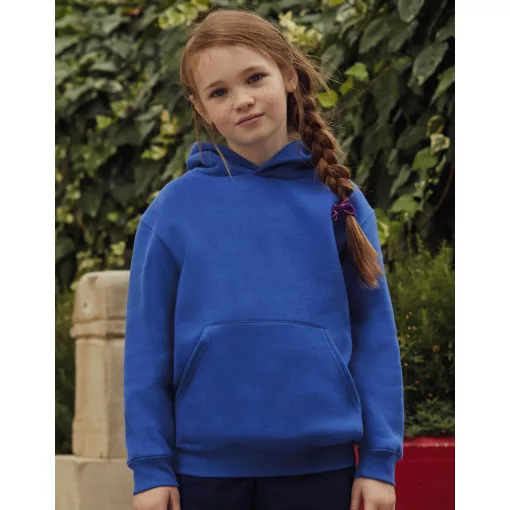 Gyerek kapucnis hosszú ujjú pulóver Fruit of the Loom Kids\' Premium Hooded Sweat 128 (7-8), Söt
