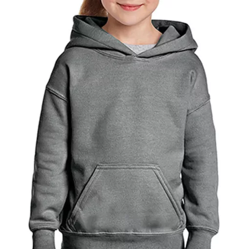 Gyerek Pulóver Kapucnis Hosszú ujjú Gildan Heavy Blend Youth Hooded Sweat   Heather grafitszürk