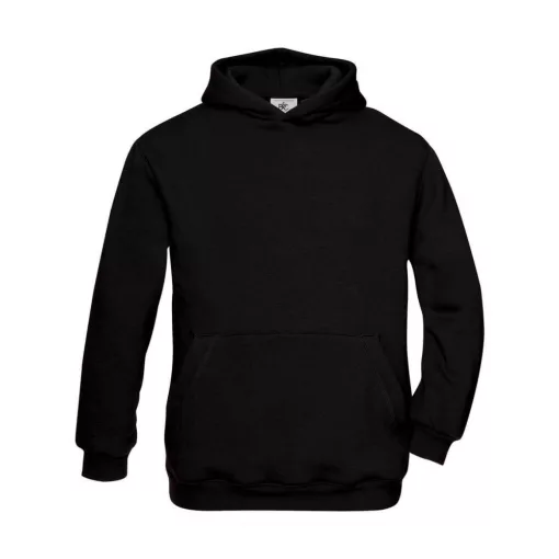 Gyerek kapucnis hosszú ujjú pulóver B and C Hooded/kids Sweat 12/14 (152/164), Fekete