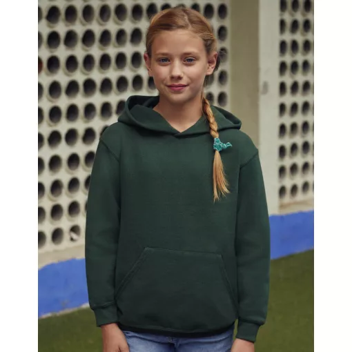 Gyerek kapucnis hosszú ujjú pulóver Fruit of the Loom Kids\' Classic Hooded Sweat 116 (5-6), Vin