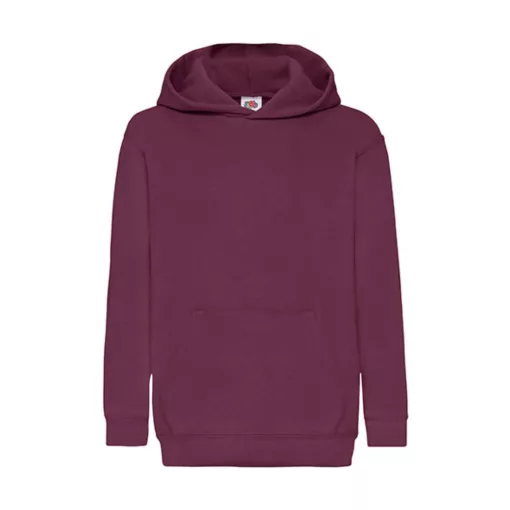Gyerek Pulóver Kapucnis Hosszú ujjú Fruit of the Loom Classic Hooded Sweat Kids   Burgundi vörö