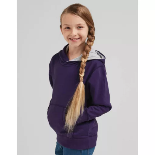 Gyerek kapucnis hosszú ujjú pulóver SG Kids' Contrast Hoodie 116 (5-6/M), Piros/Fehér