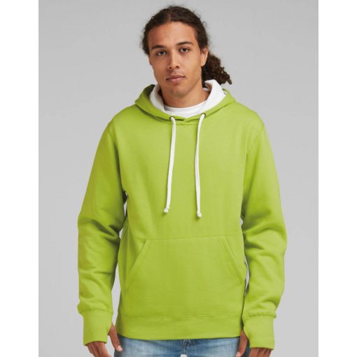 Férfi kapucnis hosszú ujjú pulóver SG Men's Contrast Hoodie XL, Lime zöld zöld/Fehér