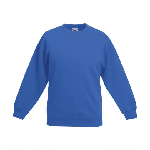 Gyerek Pulóver  Hosszú ujjú Fruit of the Loom Classic Set-In Sweat Kids   Király kék   urespolo