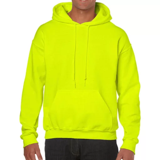 Uniszex Pulóver Kapucnis Hosszú ujjú Gildan Heavy Blend Hooded Sweat   Safety zöld   urespolo.