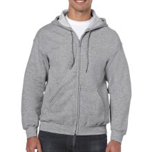 Férfi Pulóver Kapucnis Hosszú ujjú Gildan Heavy Blend Adult Full Zip Hooded Sweat   Sportszürke