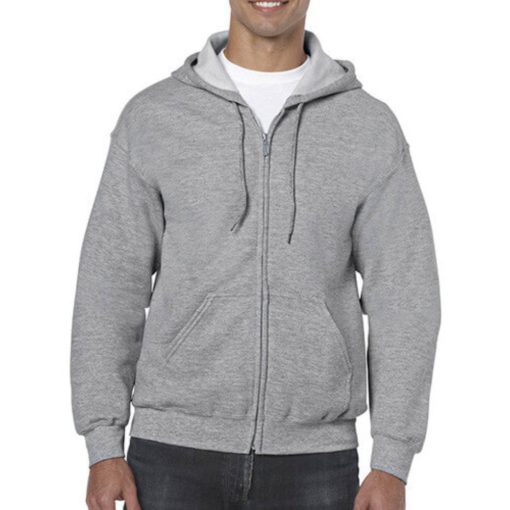 Férfi Pulóver Kapucnis Hosszú ujjú Gildan Heavy Blend Adult Full Zip Hooded Sweat   Sportszürke