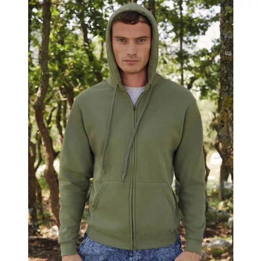 Férfi Pulóver Kapucnis Hosszú ujjú Fruit of the Loom Classic Hooded Sweat Jacket   Fehér   ures