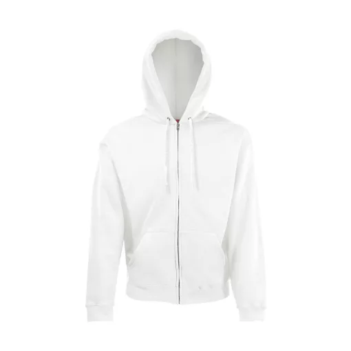 Férfi Pulóver Kapucnis Hosszú ujjú Fruit of the Loom Classic Hooded Sweat Jacket   Fehér   ures