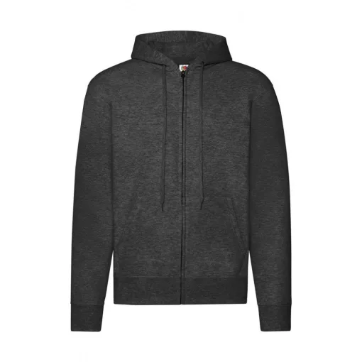 Férfi kapucnis hosszú ujjú pulóver Fruit of the Loom Classic Hooded Sweat Jacket M, Sötét heath