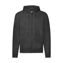 Férfi kapucnis hosszú ujjú pulóver Fruit of the Loom Classic Hooded Sweat Jacket L, Sötét heath