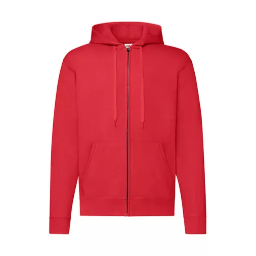 Férfi Pulóver Kapucnis Hosszú ujjú Fruit of the Loom Classic Hooded Sweat Jacket   Piros   ures