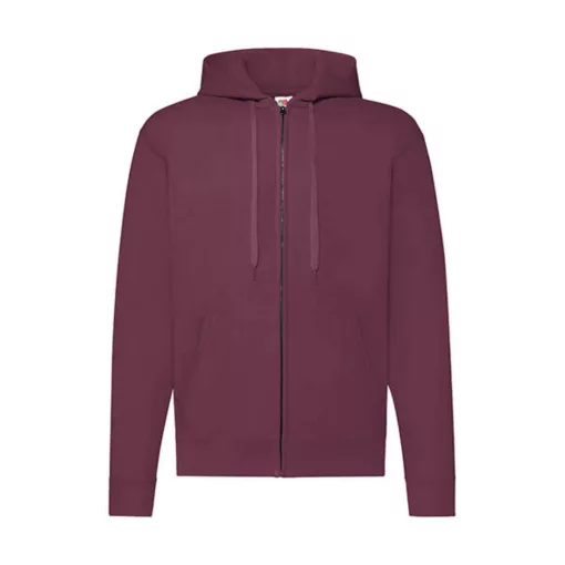 Férfi Pulóver Kapucnis Hosszú ujjú Fruit of the Loom Classic Hooded Sweat Jacket   Burgundi vör
