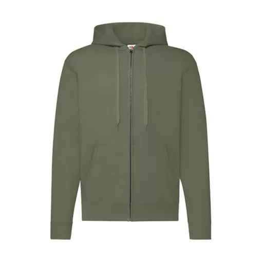 Férfi Pulóver Kapucnis Hosszú ujjú Fruit of the Loom Classic Hooded Sweat Jacket   Oliva zöld
