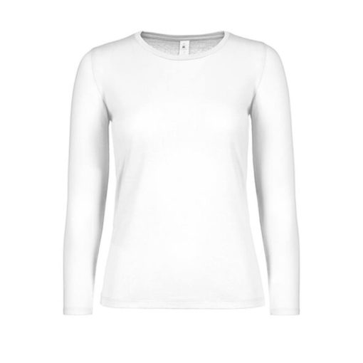 Női hosszú ujjú póló B&C #E150 LSL /women -S, Fehér