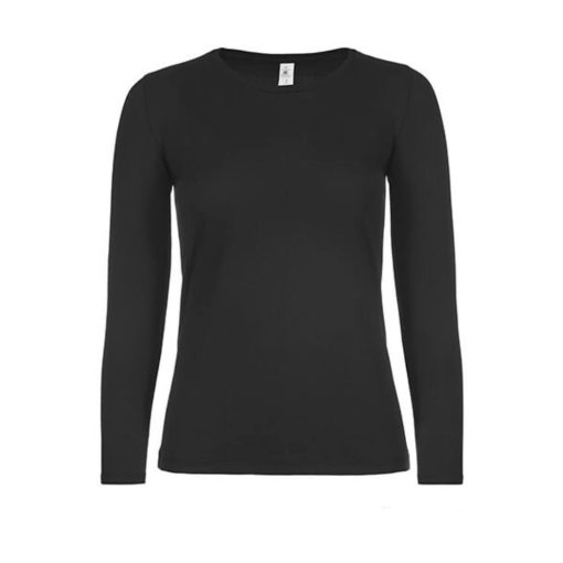 Női hosszú ujjú póló B&C #E150 LSL /women -XS, Fekete