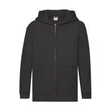 Gyerek Pulóver Kapucnis Hosszú ujjú Fruit of the Loom Premium Kids Hooded Sweat Jacket   Fekete