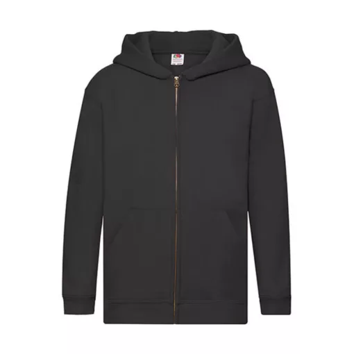 Gyerek Pulóver Kapucnis Hosszú ujjú Fruit of the Loom Premium Kids Hooded Sweat Jacket   Fekete